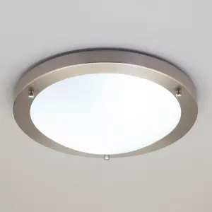 Litecraft Mari Satin Nickel 18w Large LED Flush Bathroom Ceiling Light