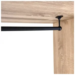 Round Wardrobe Rail Hanging Tube Pipe 1800mm Black Matt Set with End Brackets