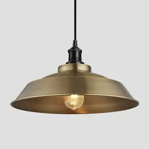 Industville Brooklyn Step Pendant, 16 Inch, Brass, Black Holder