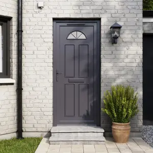 Fortia Lorne Clear Glazed Anthracite RH External Front Door set, (H)2085mm (W)840mm