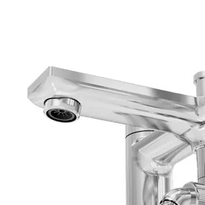 GoodHome Akita Gloss Chrome effect Deck-mounted Bath mixer tap with shower kit