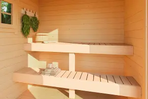 Sauna benches-Log Cabin, Wooden Garden Room, Timber Summerhouse, Home Office