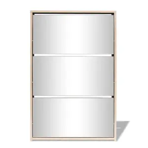 Shoe Cabinet 3-Layer Mirror Oak 63x17x102.5 cm