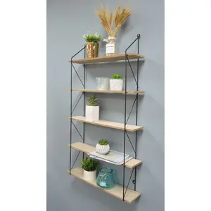 Geosvani 5 Piece Bracket Shelf Black