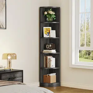 180.1cm H x 29.7cm W Corner Bookcase Grey