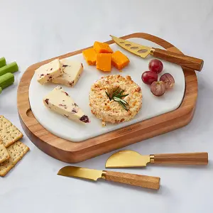 Oval Wooden Cheese Board with Removeable Marble Serving Board