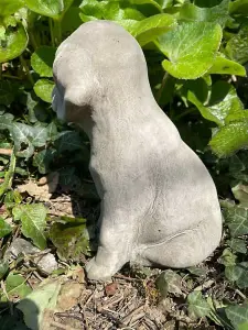 Sitting Puppy Dog Stone Statue Outdoor British Made Garden Ornament Puppy Dog