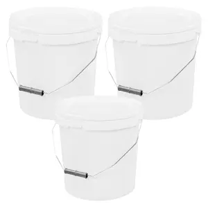 2 x Strong Heavy Duty 15L White Multi-Purpose Plastic Storage Buckets With Lid & Handle