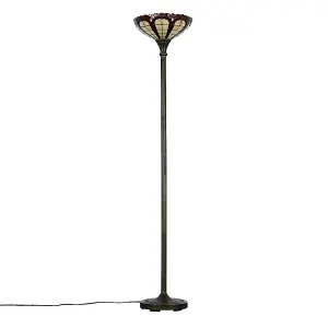 ValueLights Designer Style Tiffany Inspired Stunning Jewel Metal Glass Uplighter Floor Lamp