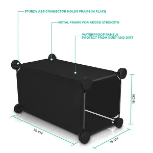 LIVIVO Multi-Purpose 16-Section Interlocking Cube Shoe Rack Organiser with Back Panels - Holder with Space for 16 Pairs of Shoes