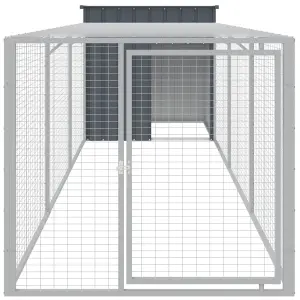 Chicken Cage with Run Anthracite 110x405x110 cm Galvanised Steel