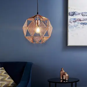 Luminosa Armour 1 Light Spherical Pendant Copper Plate, E27