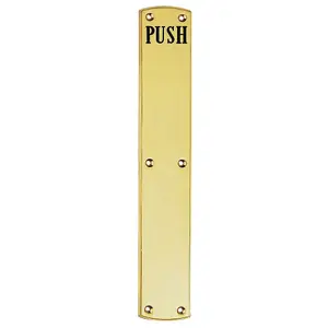 Traditional Push Engraved Door Finger Plate 457 x 75mm Polished Brass