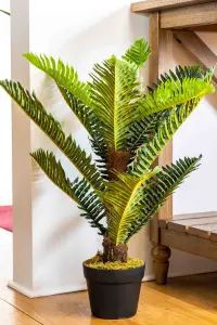 Tradala 2ft Lush Artificial Tree Plant Palm 60cm / 2ft Tall with Real Wood Trunk - For Home Living Room Indoors