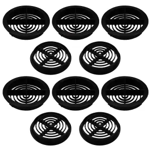 Pack of 10 Anthracite Grey Plastic 68mm Round Soffit Air Vents Push in Roof and Eave Circular Vents