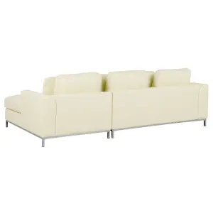 Left-Hand Corner Sofa with Ottoman OSLO Cream Leather Left Hand