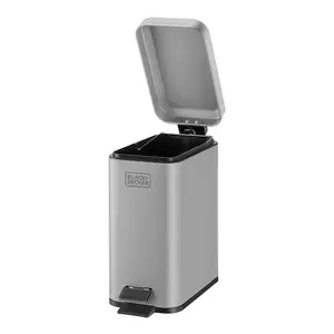 BLACK+DECKER 5L Grey Pedal Bin with Soft Close Lid