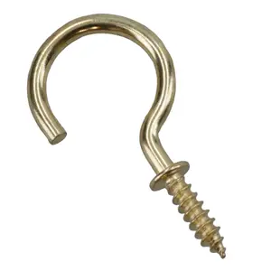 Shouldered Screw Hooks Fasteners Hanger Brass Plated 15mm Dia 25mm Length 10pc