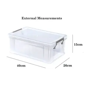 3x 10L Clear Stacking Storage Box With Clip Lock Lid Storage 40x26x15cm