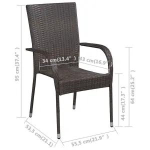 Berkfield Stackable Outdoor Chairs 4 pcs Poly Rattan Brown