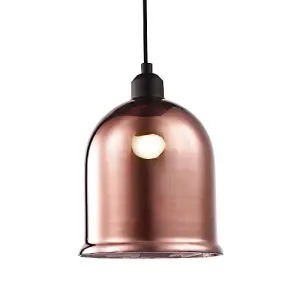 Contemporary Bell Shaped Copper Plated Glass Pendant Light Shade with Lower Rim