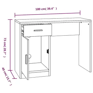 Berkfield Desk with Drawer&Cabinet Grey Sonoma 100x40x73 cm Engineered Wood