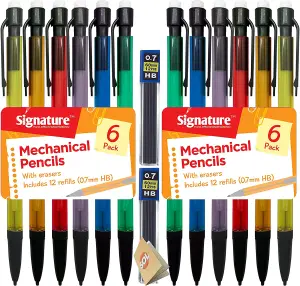 12pk Mechanical Pencil 0.7mm HB - Mechanical Pencils Set, 24 Lead Refills - Propelling Pencils Mechanical 0.7mm Mechanical Pencils