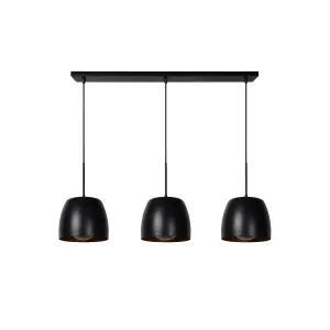 Lucide Nolan Classic Bar Pendant Light - 3xE27 - Black