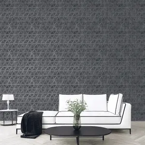 Galerie Utopia Black Geometric Tri Prism Sheen Finish Wallpaper Roll