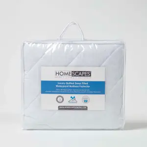 Homescapes Quilted Waterproof Mattress Protector, Euro 90 x 200 cm