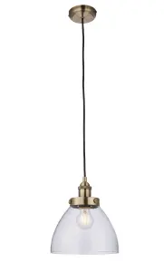 Anson Lighting Pampa Pendant light finished in Antique brass plate and clear glass