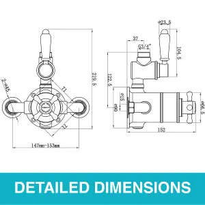 ENKI Downton Chrome Black Traditional Top Outlet Brass Thermostatic Twin Shower Valve T69