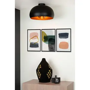 Lucide Sharan Retro Flush Ceiling Light 38cm - 1xE27 - Black