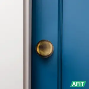 AFIT Lined Door Knob Set Antique Brass - 4 Pairs of Mortice Knobs (55mm), Latch (76mm) & Hinges (76mm) for Internal Doors