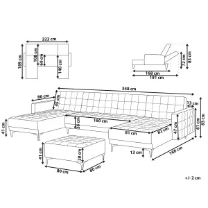 U-Shaped Sofa with Ottoman ABERDEEN Pink Velvet Symmetrical