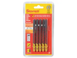 Starrett BU310DT-5 Wood Cutting Jigsaw Blades 10tpi - 75 x 7.5 x 1.3mm - Pack of 5