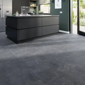 GoodHome Italo Grey Metallic effect Textured Click vinyl Tile, 2.4m²