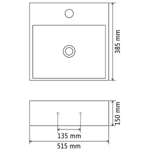 Berkfield Basin with Faucet Hole Ceramic Black 51.5x38.5x15 cm