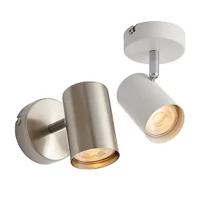 Luminosa Arezzo 1 Light Spotlight Satin Chrome Effect, Chrome Plate, GU10