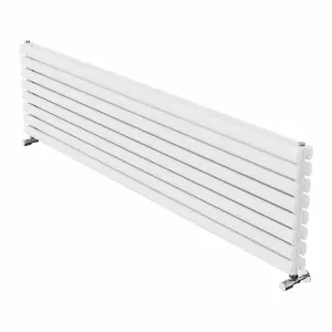 Rinse Bathrooms 472x1800mm White Horizontal Radiator Double Column Oval Panel Radiators Central Heating