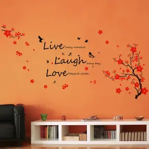 Walplus Decal Wall Art HUGE Flower Blossom Butterflies Children Wall Stickers Live Laugh Love Vivid