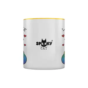 Spooky Cat Love Is Love Inner Two Tone Mug White/Yellow (One Size)