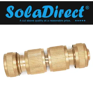 Hose Fitting Repair Set 2 x Brass Garden Water Hose 1/2" Quick End Connector & 1 x Brass Double Male Hose Connector