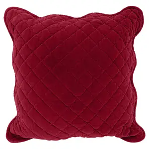 Monterra Cotton Geometric Square Velvet Luxury Cushion Cushion Red