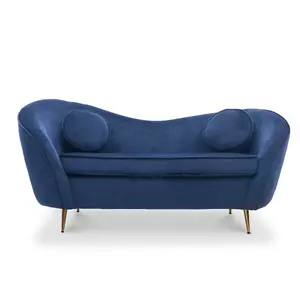 2 Seater Loveseat Small Sofa in Velvet Blue