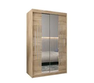 Classy York I Mirrored Sliding Door Wardrobe with Shelves and Hanging Rails in Oak Sonoma (H)2000mm (W)1200mm (D)620mm