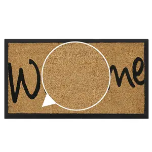 JVL Granite Rubber Tray Base Coir Doormat 40x70cm Welcome