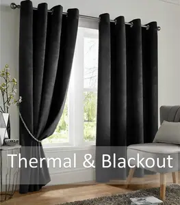 Velvet Blackout 66" x 72" Black (Ring Top Curtains)