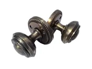 Door Knobs Round Georgian Roped Mortice Knob - Antique 62mm