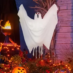 Global Gizmos Hanging Ghost Halloween Decoration / Light & Sound Effects / Motion Activated / Battery Powered